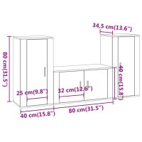 vidaXL 3-tlg. TV-Schrank-Set Braun Eichen-Optik Holzwerkstoff