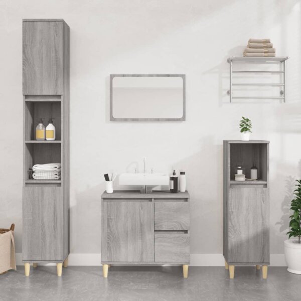 vidaXL Badschrank Grau Sonoma 65x33x60 cm Holzwerkstoff