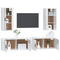 vidaXL 4-tlg. TV-Schrank-Set Hochglanz-Wei&szlig; Holzwerkstoff