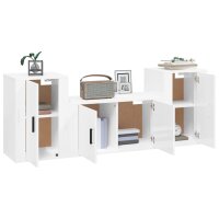 vidaXL 3-tlg. TV-Schrank-Set Hochglanz-Wei&szlig; Holzwerkstoff