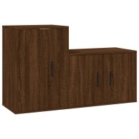 vidaXL 2-tlg. TV-Schrank-Set Braun Eichen-Optik Holzwerkstoff