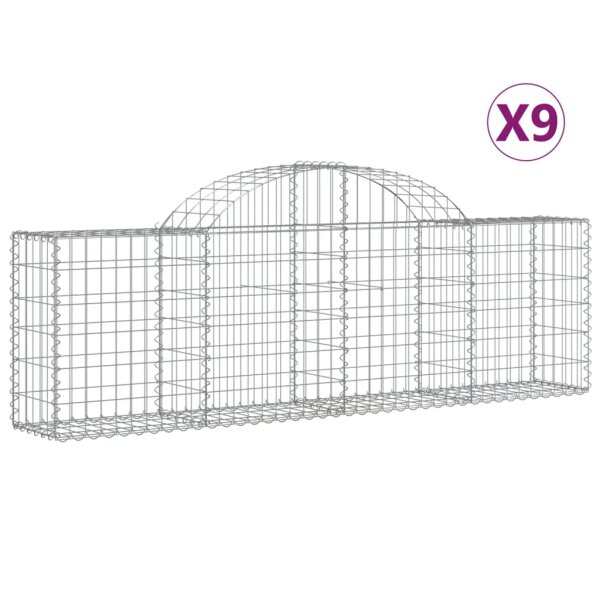 vidaXL Gabionen mit Hochbogen 9 Stk. 200x30x60/80 cm Verzinktes Eisen