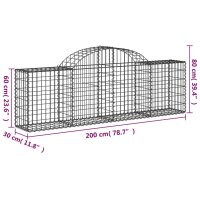 vidaXL Gabionen mit Hochbogen 9 Stk. 200x30x60/80 cm Verzinktes Eisen