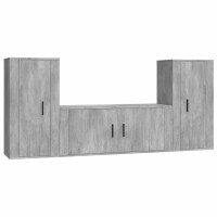 vidaXL 3-tlg. TV-Schrank-Set Betongrau Holzwerkstoff