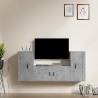 vidaXL 3-tlg. TV-Schrank-Set Betongrau Holzwerkstoff