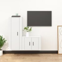 vidaXL 2-tlg. TV-Schrank-Set Weiß Holzwerkstoff