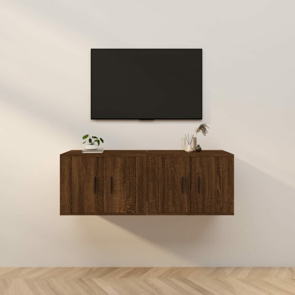 vidaXL TV-Wandschr&auml;nke 2 Stk. Braun Eichen-Optik 57x34,5x40 cm