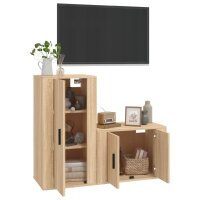 vidaXL 2-tlg. TV-Schrank-Set Sonoma-Eiche Holzwerkstoff