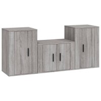 vidaXL 3-tlg. TV-Schrank-Set Grau Sonoma Holzwerkstoff