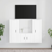 vidaXL 3-tlg. TV-Schrank-Set Weiß Holzwerkstoff