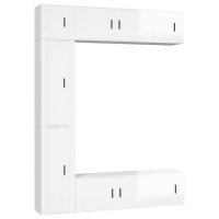 vidaXL 7-tlg. TV-Schrank-Set Hochglanz-Wei&szlig; Holzwerkstoff