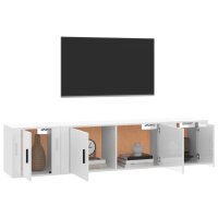 vidaXL 3-tlg. TV-Schrank-Set Hochglanz-Wei&szlig; Holzwerkstoff