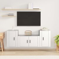 vidaXL 3-tlg. TV-Schrank-Set Weiß Holzwerkstoff