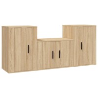 vidaXL 3-tlg. TV-Schrank-Set Sonoma-Eiche Holzwerkstoff