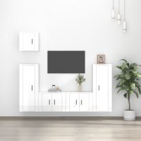 vidaXL 5-tlg. TV-Schrank-Set Hochglanz-Weiß...
