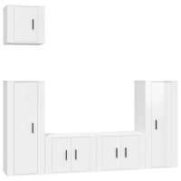 vidaXL 5-tlg. TV-Schrank-Set Hochglanz-Weiß...