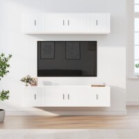 vidaXL 6-tlg. TV-Schrank-Set Hochglanz-Wei&szlig; Holzwerkstoff