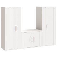 vidaXL 3-tlg. TV-Schrank-Set Hochglanz-Wei&szlig; Holzwerkstoff