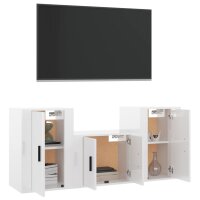 vidaXL 3-tlg. TV-Schrank-Set Hochglanz-Wei&szlig; Holzwerkstoff