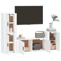 vidaXL 4-tlg. TV-Schrank-Set Hochglanz-Wei&szlig; Holzwerkstoff