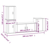 vidaXL 4-tlg. TV-Schrank-Set Hochglanz-Wei&szlig; Holzwerkstoff