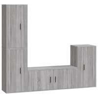 vidaXL 4-tlg. TV-Schrank-Set Grau Sonoma Holzwerkstoff