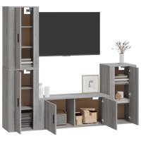 vidaXL 4-tlg. TV-Schrank-Set Grau Sonoma Holzwerkstoff