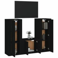 vidaXL 3-tlg. TV-Schrank-Set Schwarz Holzwerkstoff