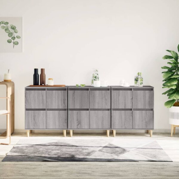 vidaXL Sideboards 3 Stk. Grau Sonoma 60x35x70 cm Holzwerkstoff