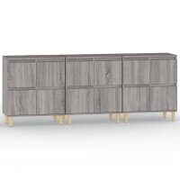 vidaXL Sideboards 3 Stk. Grau Sonoma 60x35x70 cm Holzwerkstoff