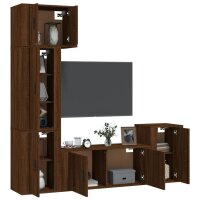 vidaXL 5-tlg. TV-Schrank-Set Braun Eichen-Optik Holzwerkstoff