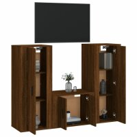 vidaXL 3-tlg. TV-Schrank-Set Braun Eichen-Optik Holzwerkstoff