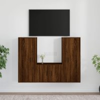 vidaXL 3-tlg. TV-Schrank-Set Braun Eichen-Optik...