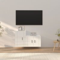 vidaXL 2-tlg. TV-Schrank-Set Hochglanz-Weiß Holzwerkstoff