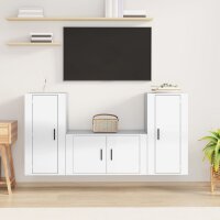 vidaXL 3-tlg. TV-Schrank-Set Hochglanz-Wei&szlig; Holzwerkstoff