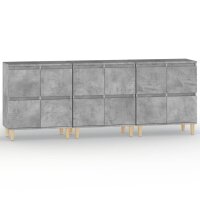 vidaXL Sideboards 3 Stk. Betongrau 60x35x70 cm Holzwerkstoff