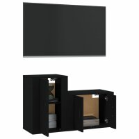 vidaXL 2-tlg. TV-Schrank-Set Schwarz Holzwerkstoff