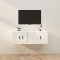 vidaXL TV-Wandschr&auml;nke 2 Stk. Hochglanz-Wei&szlig; 57x34,5x40 cm