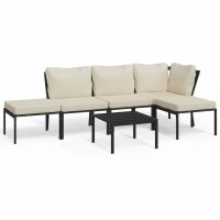 vidaXL 6-tlg. Garten-Lounge-Set mit Sandfarbigen Kissen Stahl