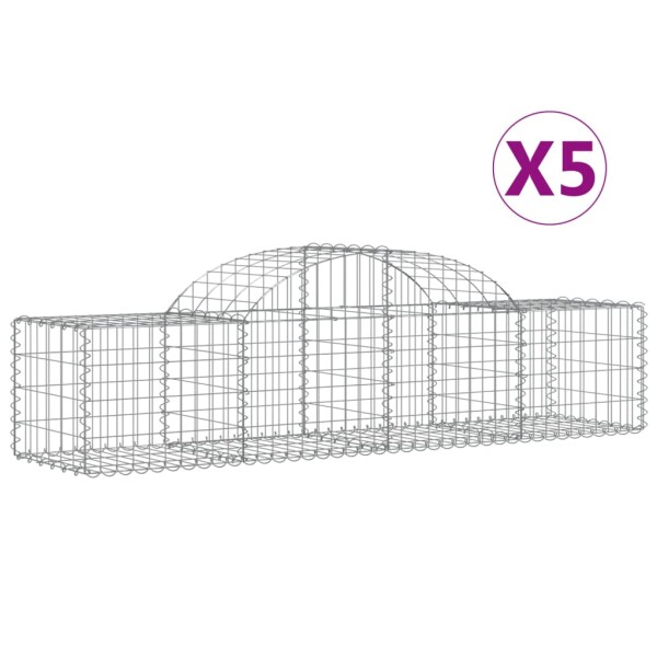 vidaXL Gabionen mit Hochbogen 5 Stk. 200x50x40/60 cm Verzinktes Eisen