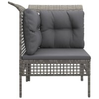 vidaXL Garten-Ecksofa mit Kissen Grau Poly Rattan