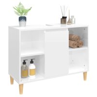 vidaXL Waschbeckenunterschrank Hochglanz-Wei&szlig; 80x33x60cm Holzwerkstoff