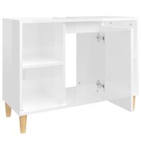 vidaXL Waschbeckenunterschrank Hochglanz-Wei&szlig; 80x33x60cm Holzwerkstoff