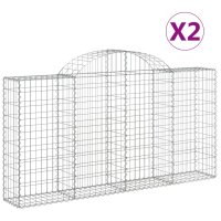 vidaXL Gabionen mit Hochbogen 2 Stk. 200x30x100/120cm...