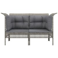 vidaXL Garten-Ecksofas mit Kissen 2 Stk. Grau Poly Rattan