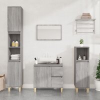 vidaXL Badschrank Grau Sonoma 30x30x100 cm Holzwerkstoff