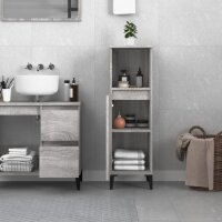 vidaXL Badschrank Grau Sonoma 30x30x100 cm Holzwerkstoff