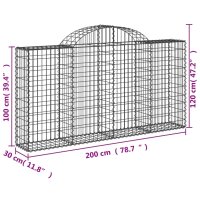 vidaXL Gabionen mit Hochbogen 10Stk. 200x30x100/120cm Verzinktes Eisen