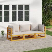 vidaXL 3-tlg. Garten-Lounge-Set mit Hellgrauen Kissen...