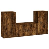 vidaXL 3-tlg. TV-Schrank-Set Räuchereiche Holzwerkstoff